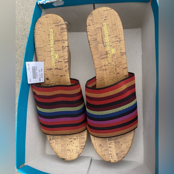 Montego Bay Club Striped Cork Wedge Shoes Women’s Size 11 NEW NWT wedgies heels - Picture 6 of 6